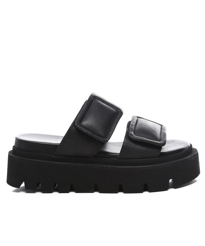 Lofina Gasoline Leather Velcro Sandals