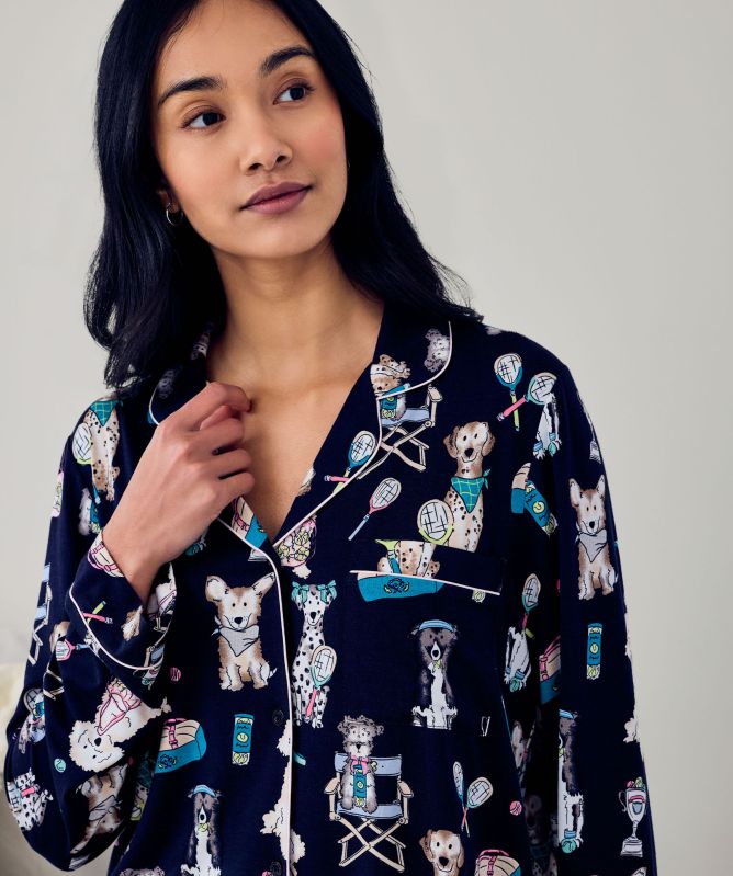 Chelsea Peers Tennis Dogs Print Long Pyjamas