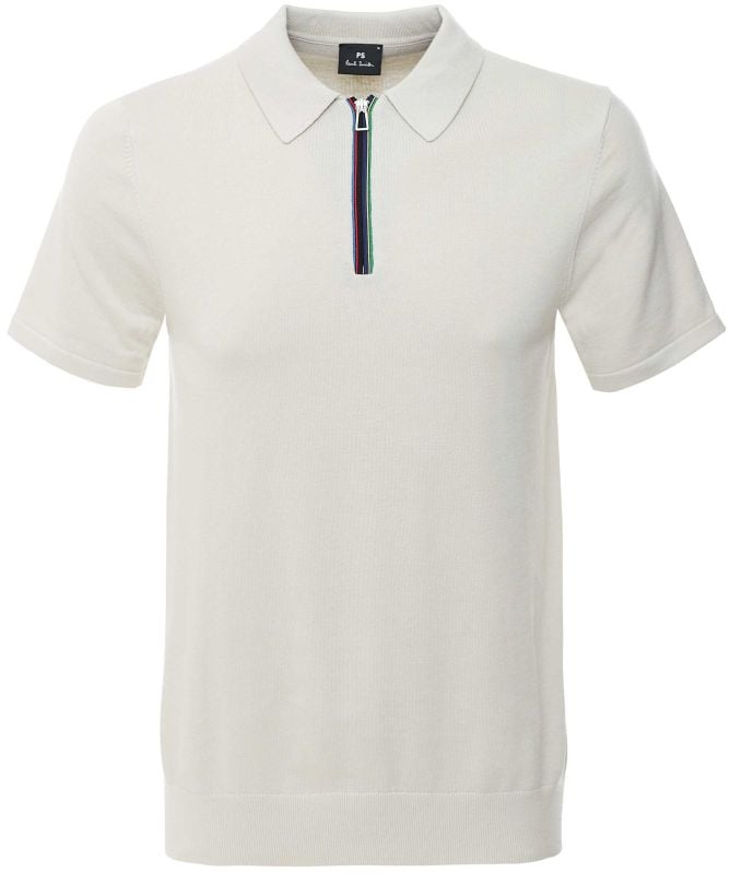 Tシャツ・カットソー Paul Smith FW25 ZIP POLO. (M1R 487Y L00089 28B) Pale Blue Zip-Neck Polo Shirt With Contrast Tipping Paul Smith