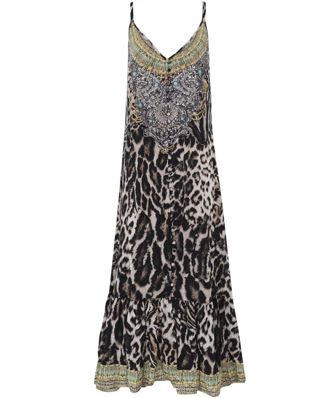 Inoa Siberia Silk Frill Hem Maxi Dress