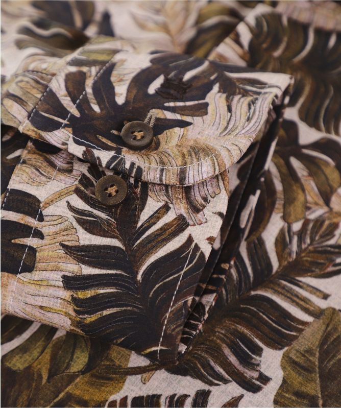 Thomas Maine Tailored Fit Palm Print Roma Shirt