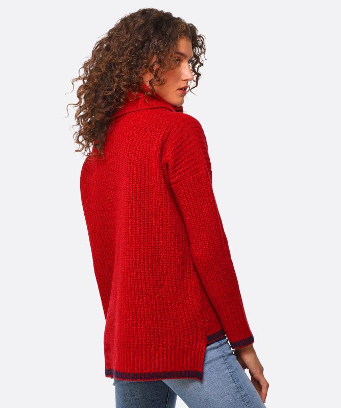 Eddy and Ivy Merino Cashmere Contrast Trim Roll Neck Jumper