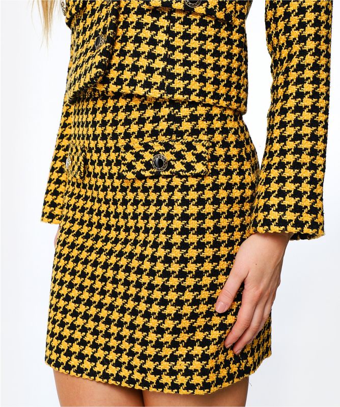 RIXO Mariah Dogtooth Mini Skirt