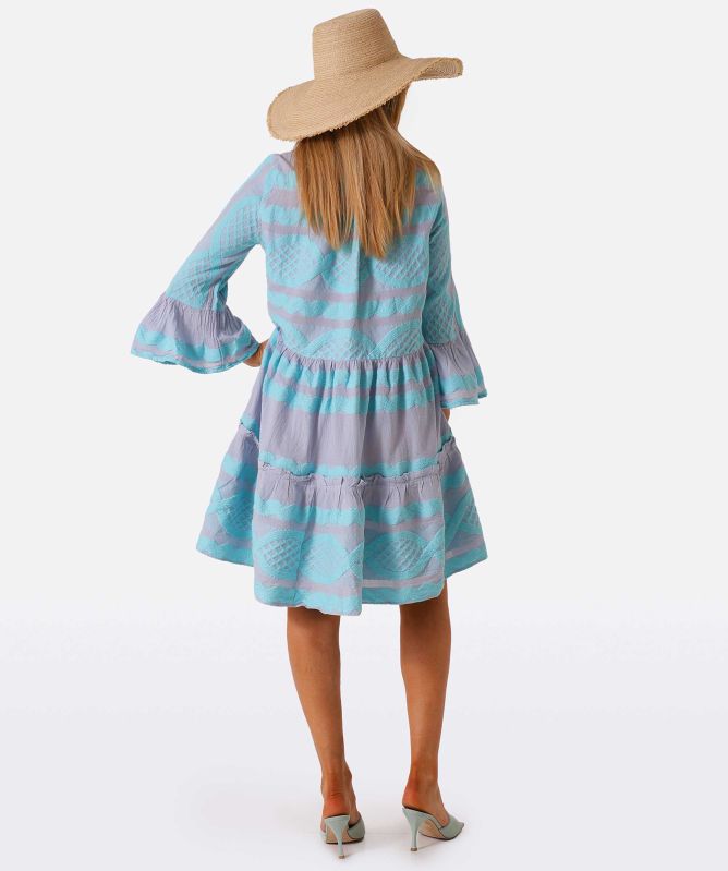 Knitted jacquard dress and pearl necklace main image 1