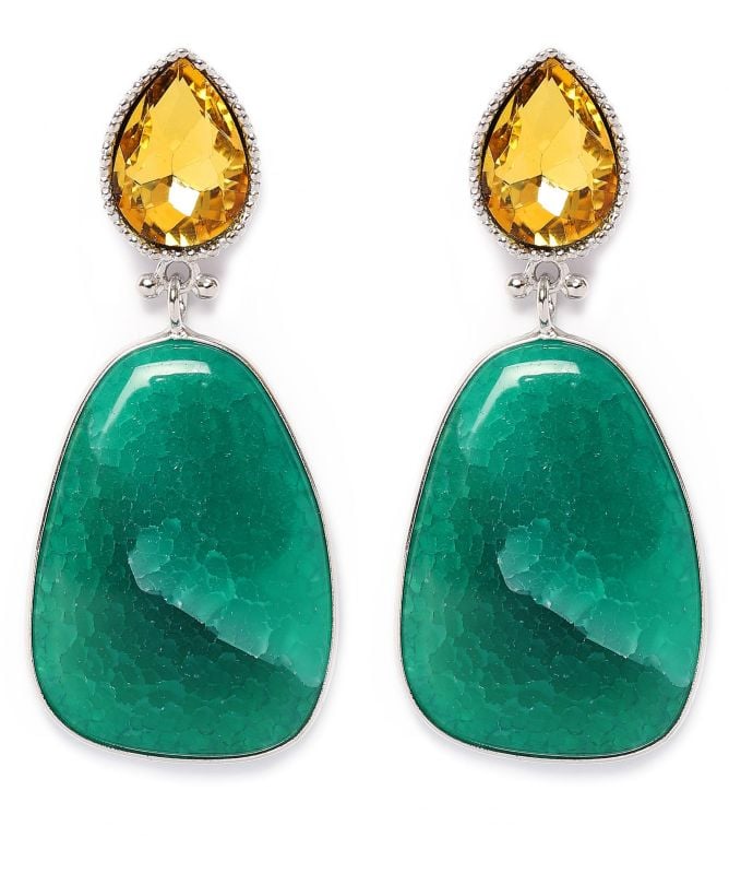 Uzurii Green Stone Drop Earrings Jules B