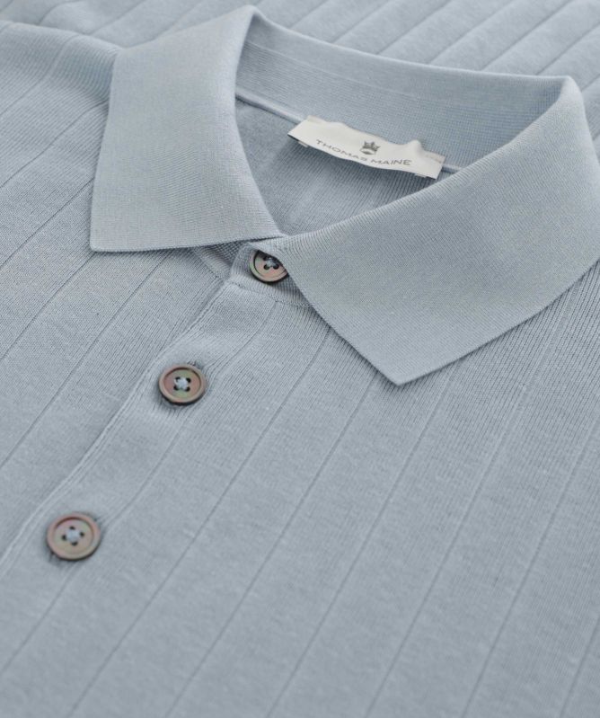 Thomas Maine Ribbed Knitted Polo Shirt