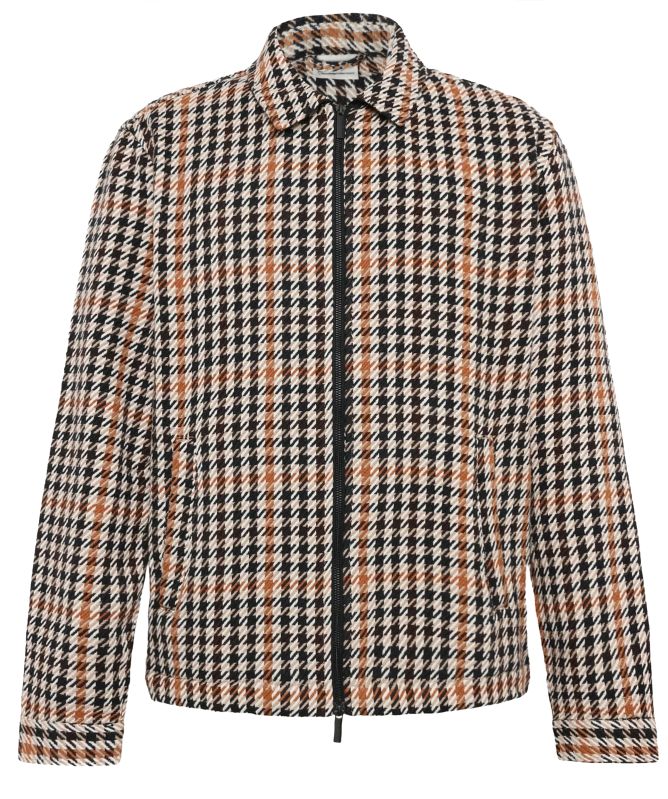 Knowledge Cotton Houndstooth Zip Overshirt