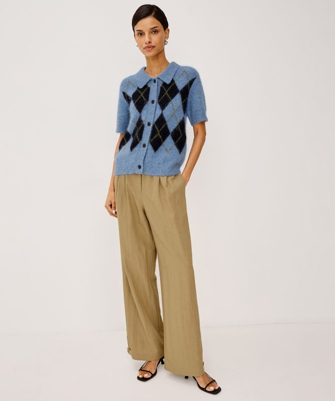 Rails Kelly Short-Sleeve Argyle Cardigan