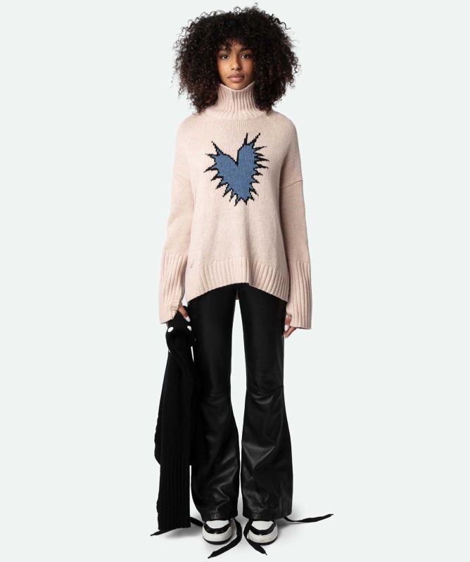 美品✨️ZADIG & VOLTAIRE ネイビー ブラウス XS 5/30まで Zadig & Voltaire Alma Spiked Heart Jumper