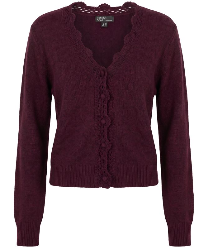 Nobody's Child Wool Blend Crochet Trim Elodie Cardigan