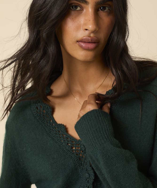 Nobody's Child Wool Blend Crochet Trim Elodie Cardigan
