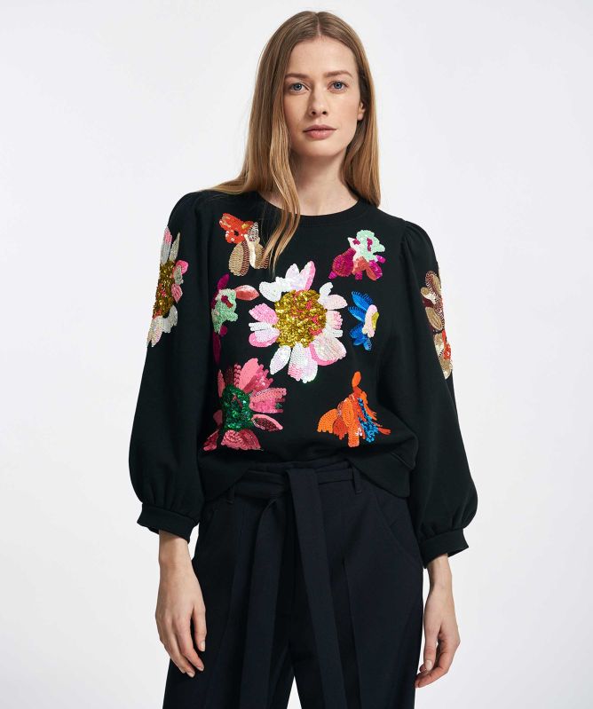 Essentiel Antwerp Enna Sequin Embroidered Sweater