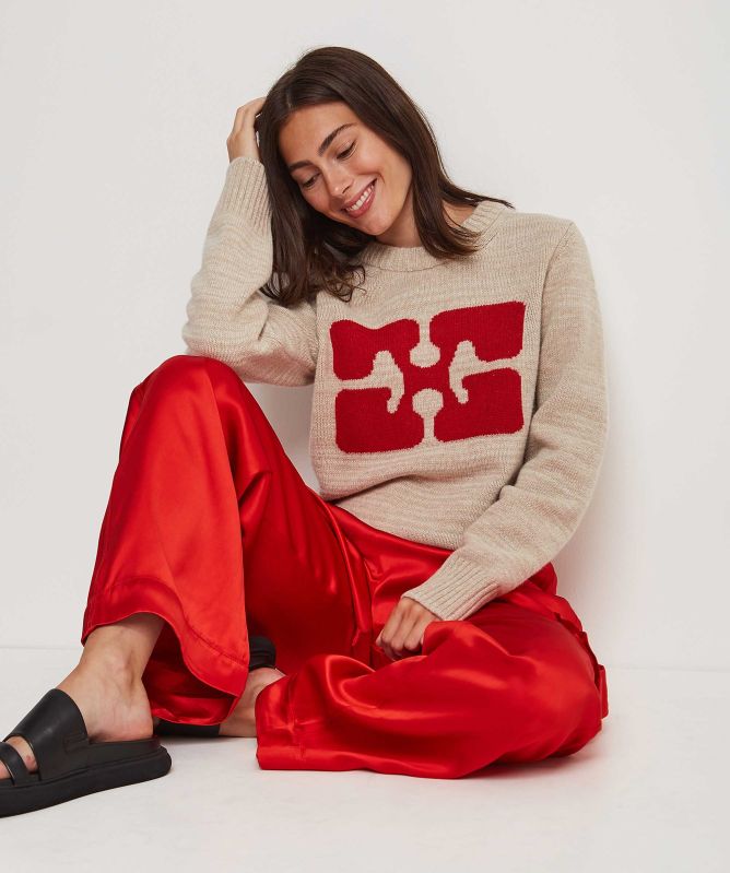 GANNI O-neck Butterfly Jumper