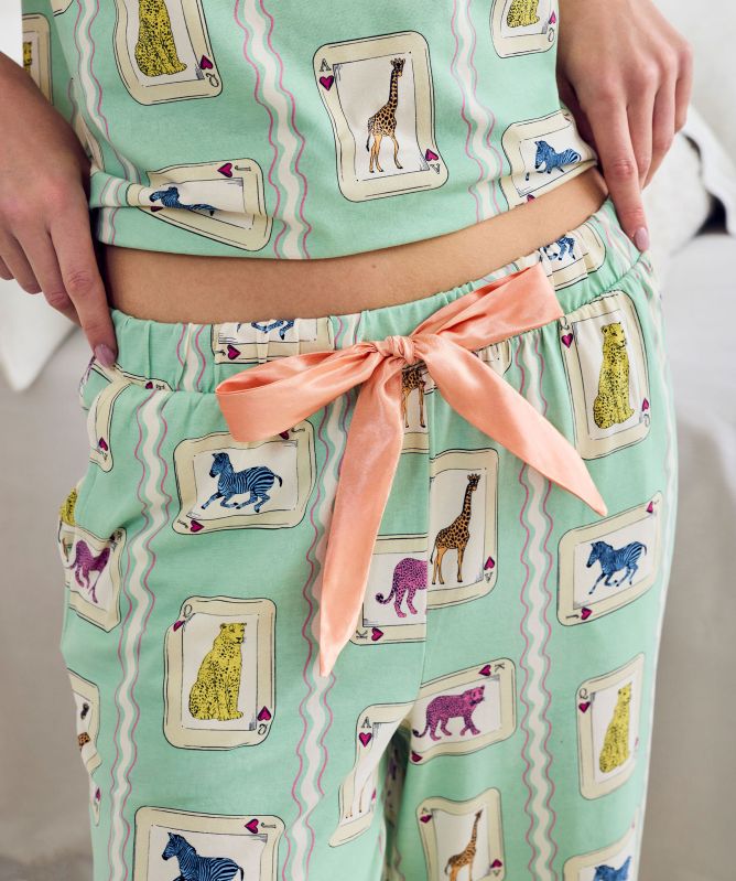 Chelsea Peers Playing Card Animals Print Long Pyjamas