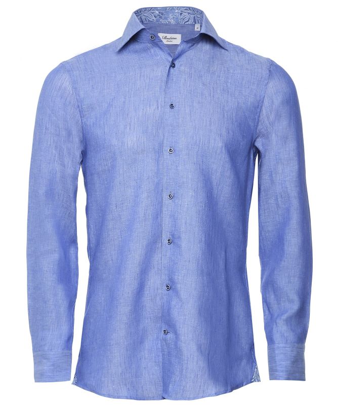 Stenstroms Slimline Linen Floral Trim Shirt