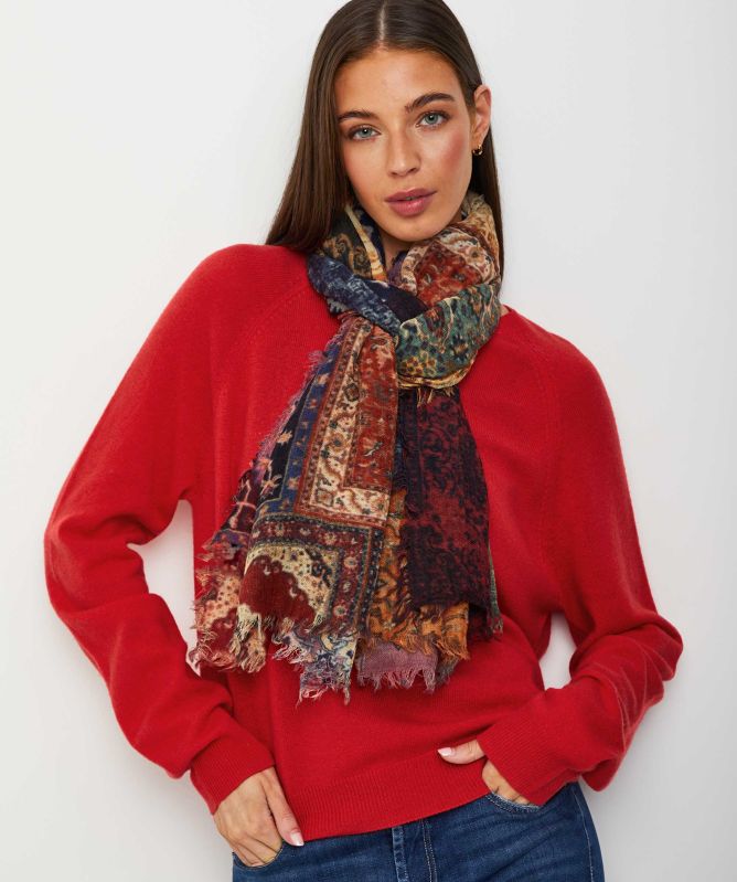 Ahujasons Multicoloured Patterned Wool Scarf
