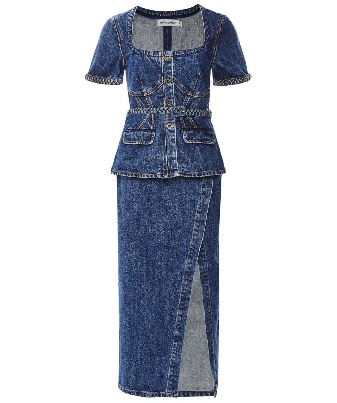 ワンピース SELF PORTRAIT Denim midi dress Self-Portrait Denim Midi Dress