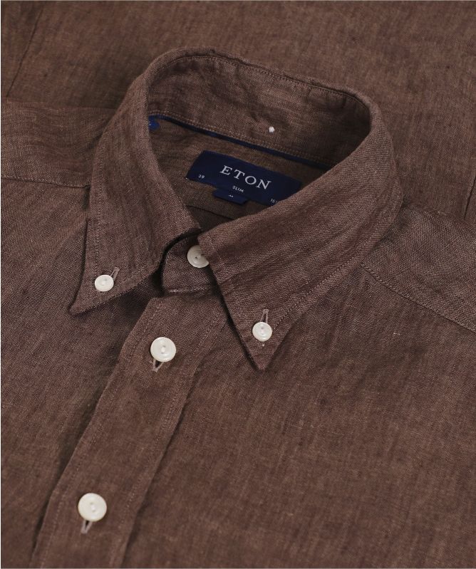 Eton Slim Fit Linen Short Sleeve Shirt