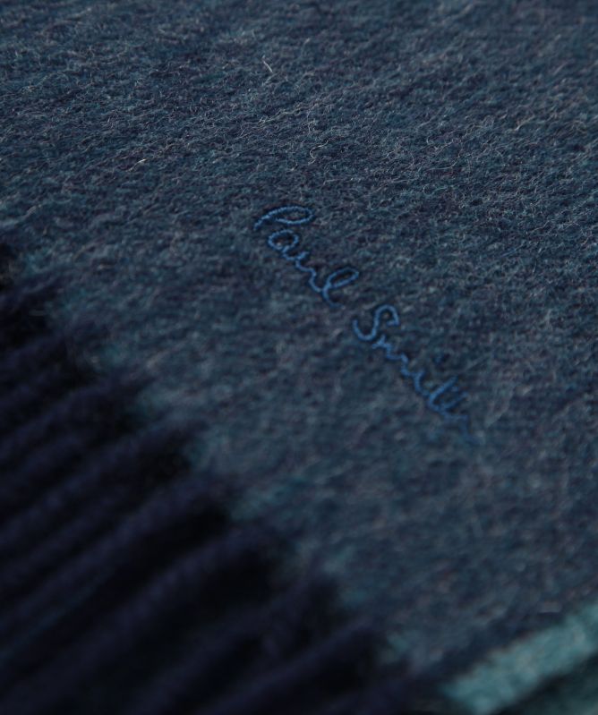 Paul Smith Wool Cashmere Striped Trim Scarf