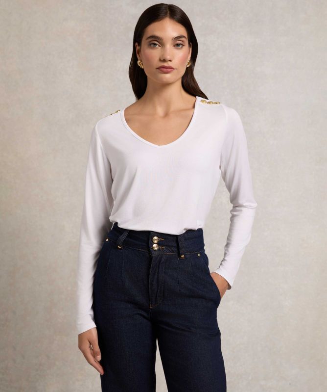 Holland Cooper Long Sleeve V-Neck T-Shirt