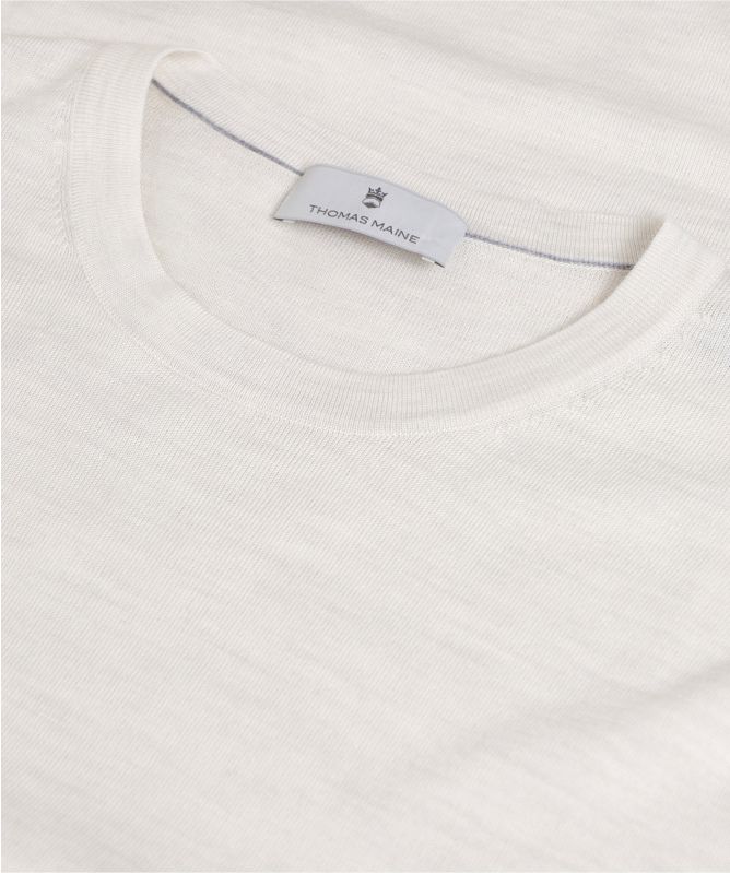 Thomas Maine Knitted Merino Wool Crew Neck T-Shirt