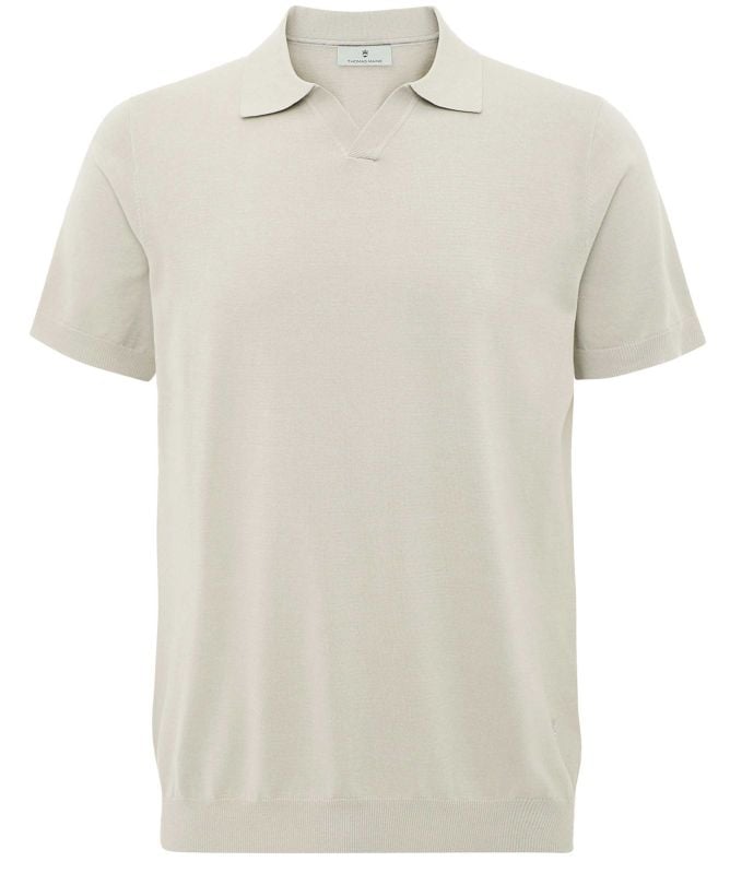 トップス POLO REMAKE OPEN COLLAR SHIRT Mens Texture Open Collar Knit Polo Shirt in Bright White