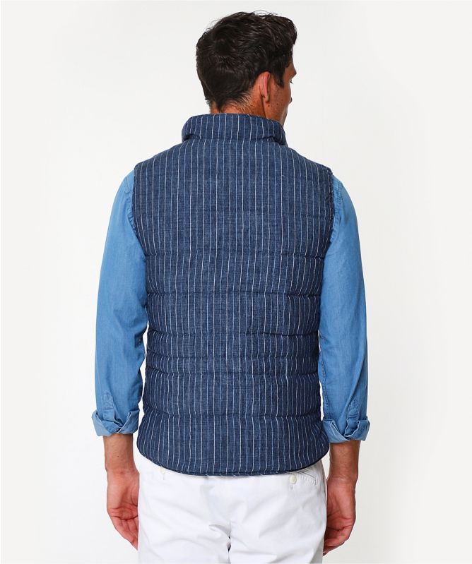 Stenstroms Linen Down Quilted Pinstripe Gilet