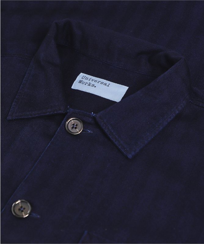 Universal Works Herringbone Denim Bakers Overshirt