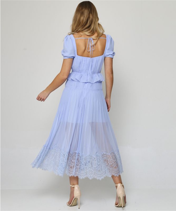 Self-Portrait Blue Short Sleeve Chiffon 