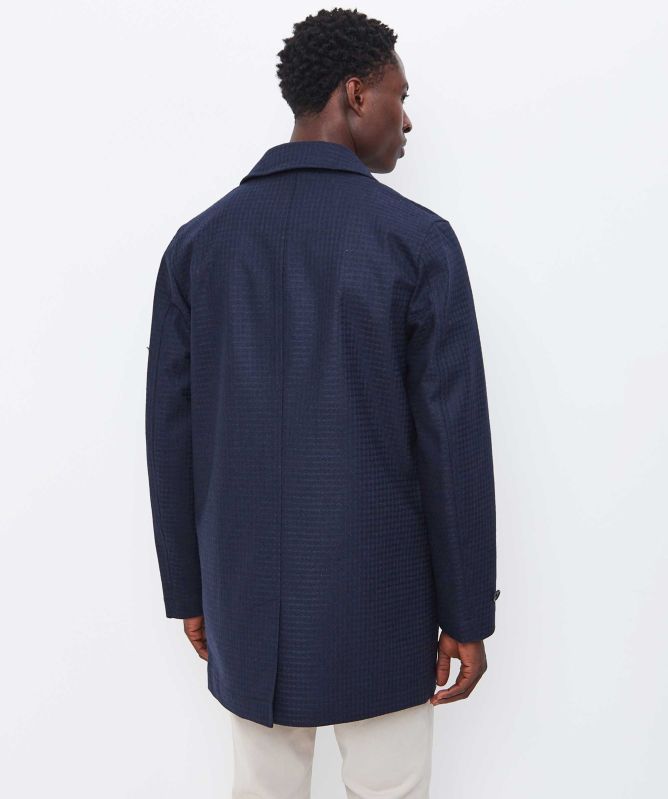 ジャケット・アウター PAUL SMITH High-Neck Urban Wool Coat Paul Smith Navy Wool Blend Check Coat