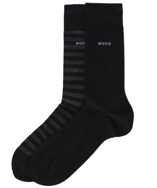 BOSS Plain Striped Socks 2 Pack