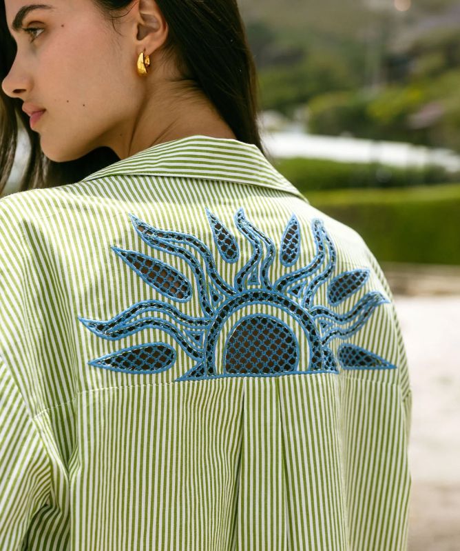Chelsea Peers Embroidered Back Stripe Shirt