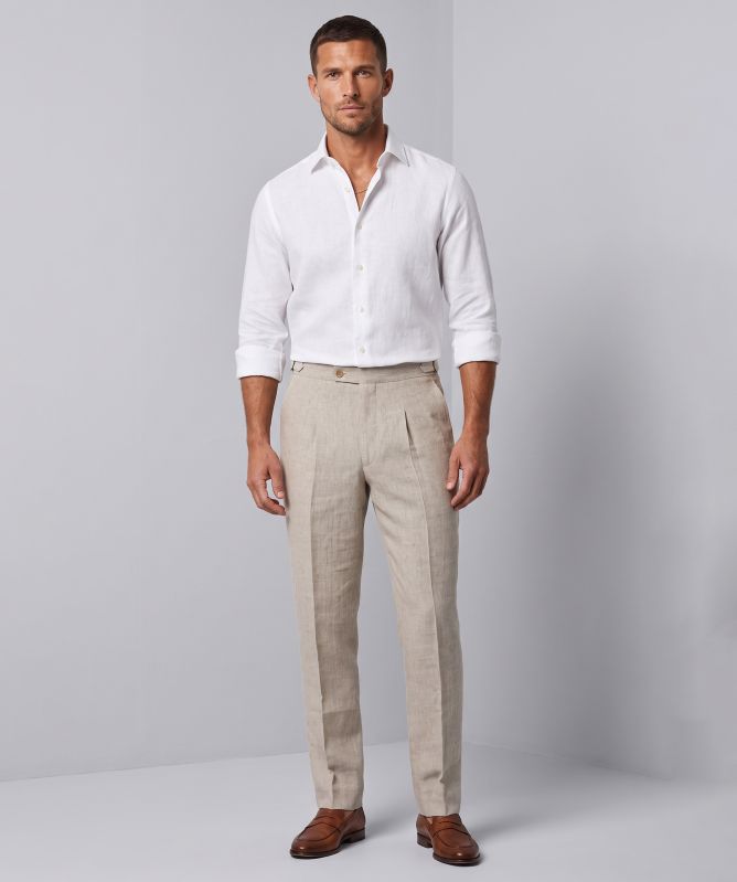 Sand T Mark Belt Pleated Trousers