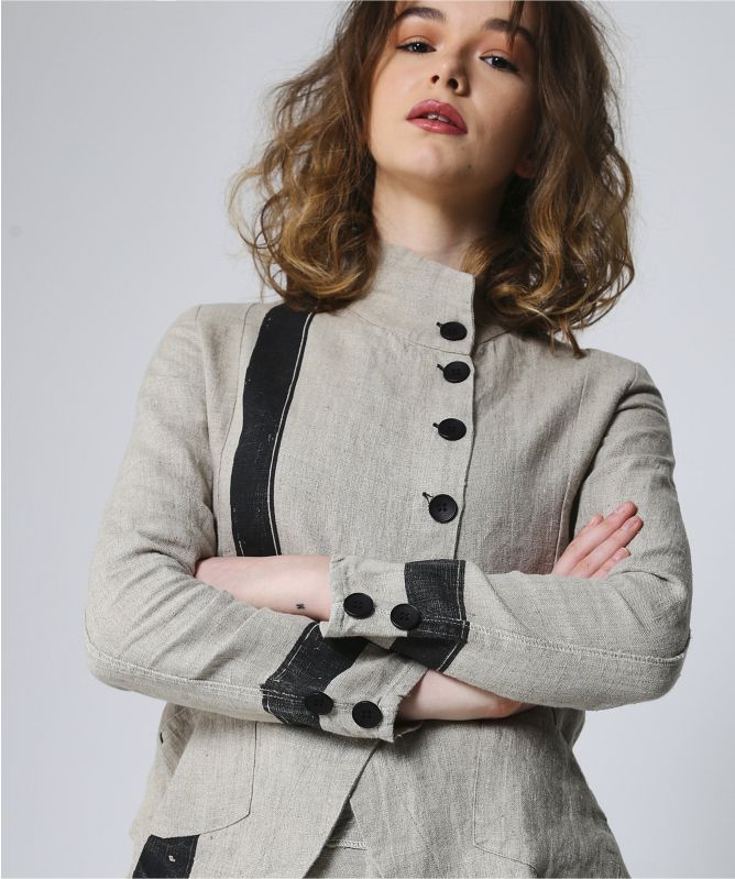 Lurdes Bergada Linen Contrast Stripe Jacket