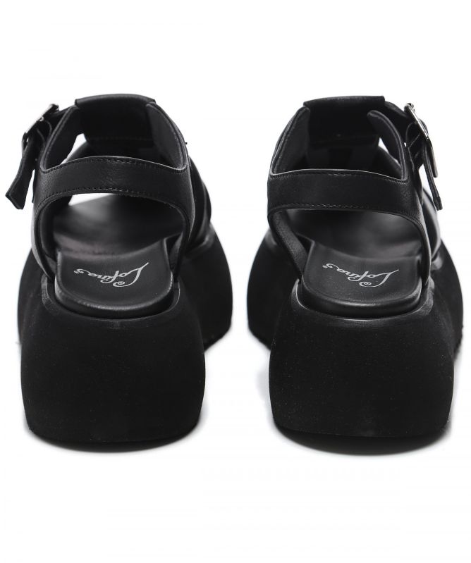 Lofina Gasoline Leather Platform Sandals