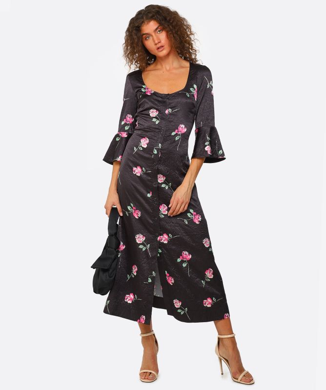 【お値下げ検討】GANNI Crinkled satin midi dress GANNI Crinkled Satin Midi Dress | endource