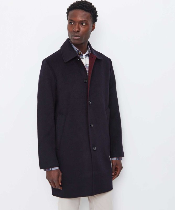 Paul Smith Navy Double-Face Wool Overcoat