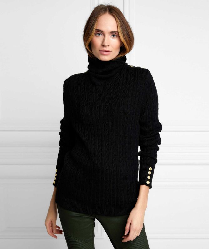 Holland Cooper Seattle Roll Neck Cable Knit Jumper