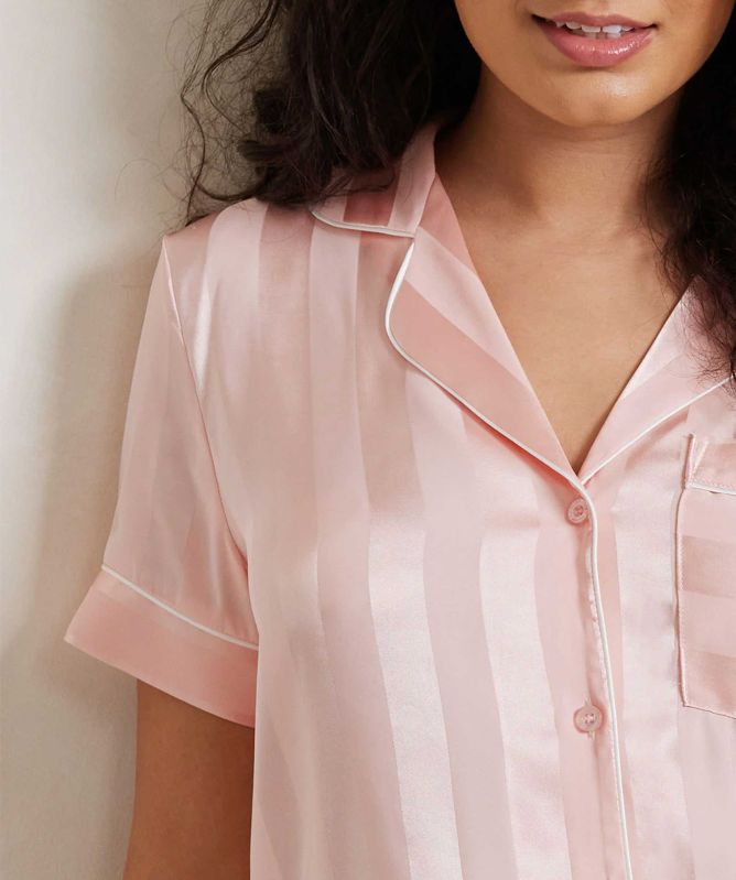 Chelsea Peers Satin Jacquard Stripe Short Pyjamas