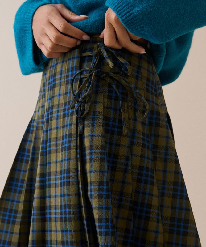 Nobody's Child Tartan Pleated Midi Skirt