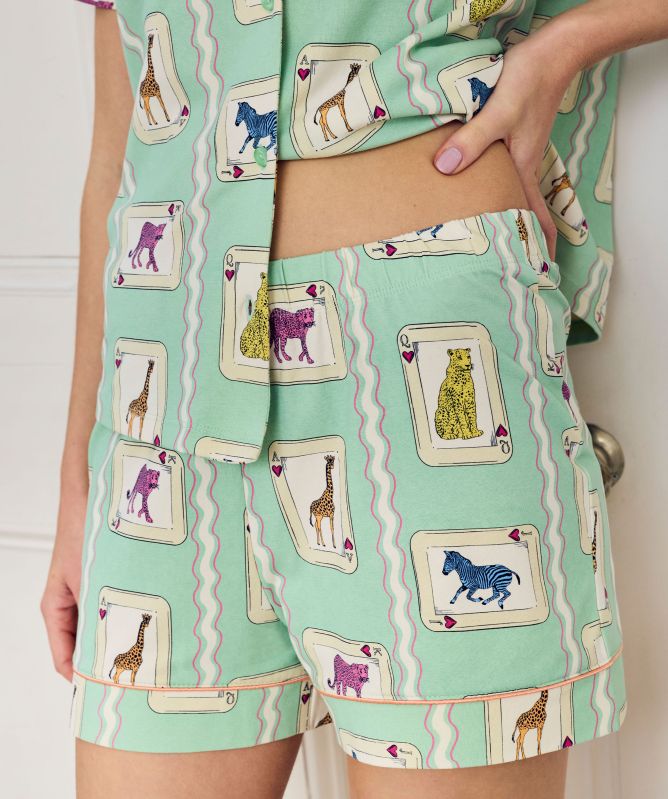 Chelsea Peers Playing Card Animals Print Short Pyjamas