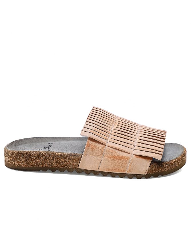 Lofina Pleated Leather Sliders