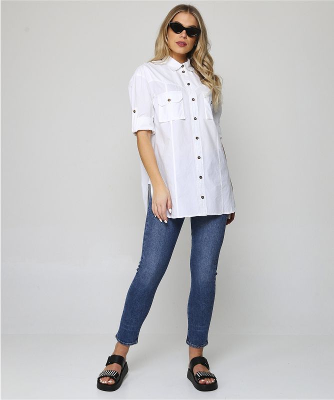 GANNI Button Through Cotton Poplin Shirt