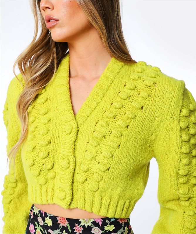 Hayley Menzies Green Gloria Alpaca Wool Cropped Cardigan | Jules B