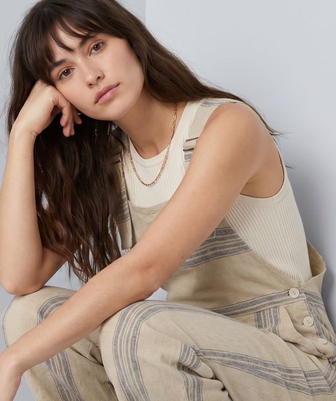 Lurdes Bergada Striped Linen-Blend Dungarees