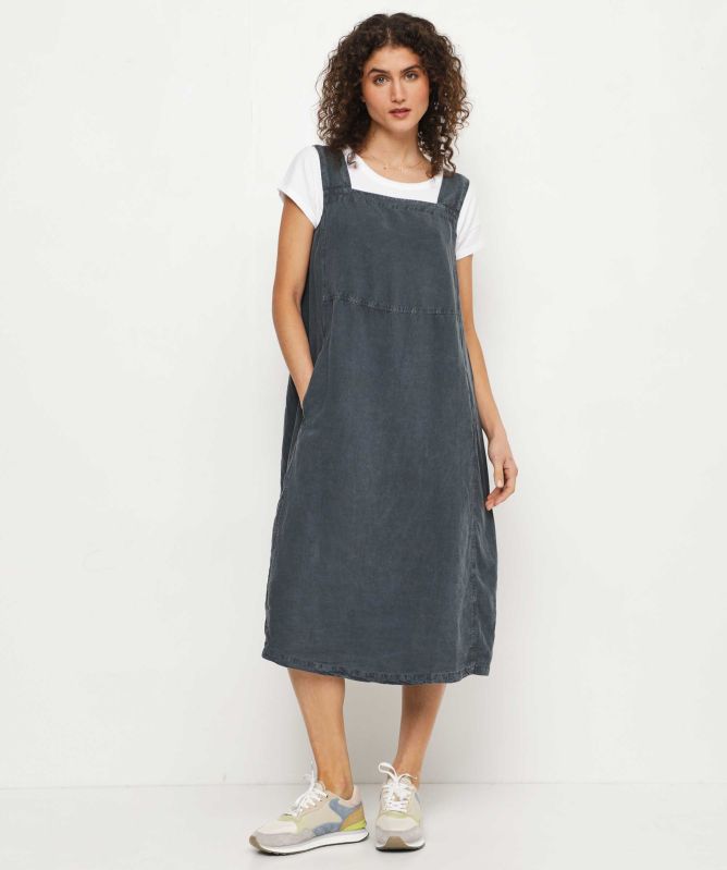 ISCHIKO Linen Blend Pinafore Dress