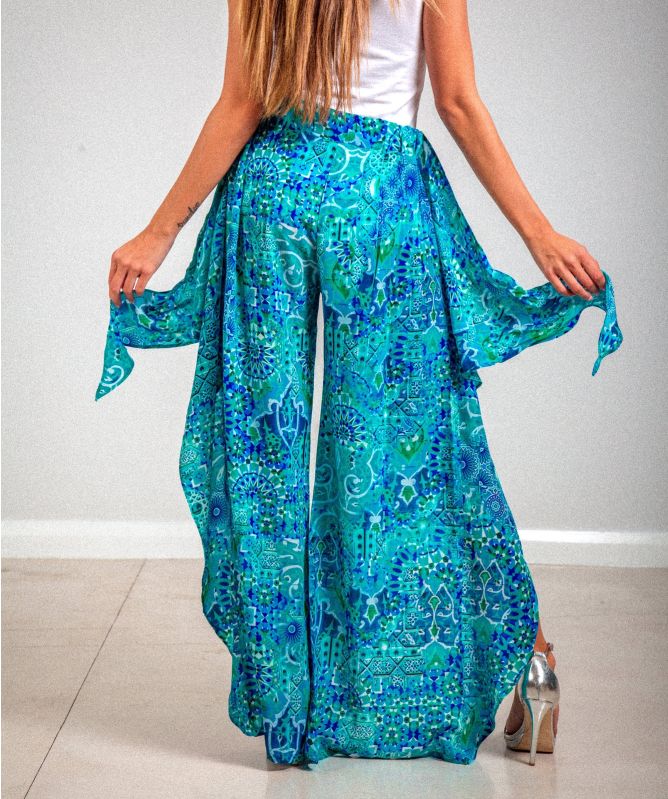 Inoa Blue Atlantis Silk Fisherman Pants Jules B