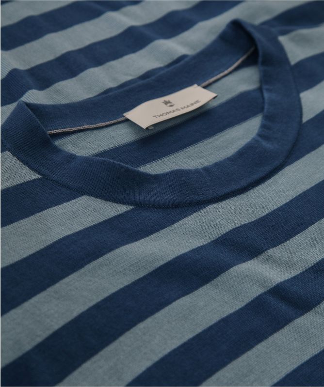 Thomas Maine Pima Cotton Striped T Shirt