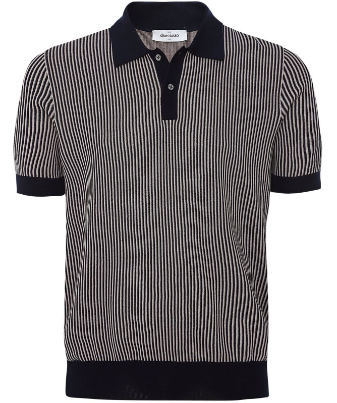 Gran Sasso Textured Stripe Polo Shirt