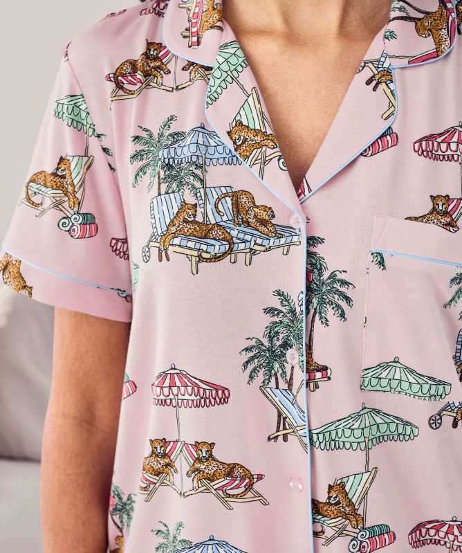 Chelsea Peers Lounging Leopards Print Short Pyjamas